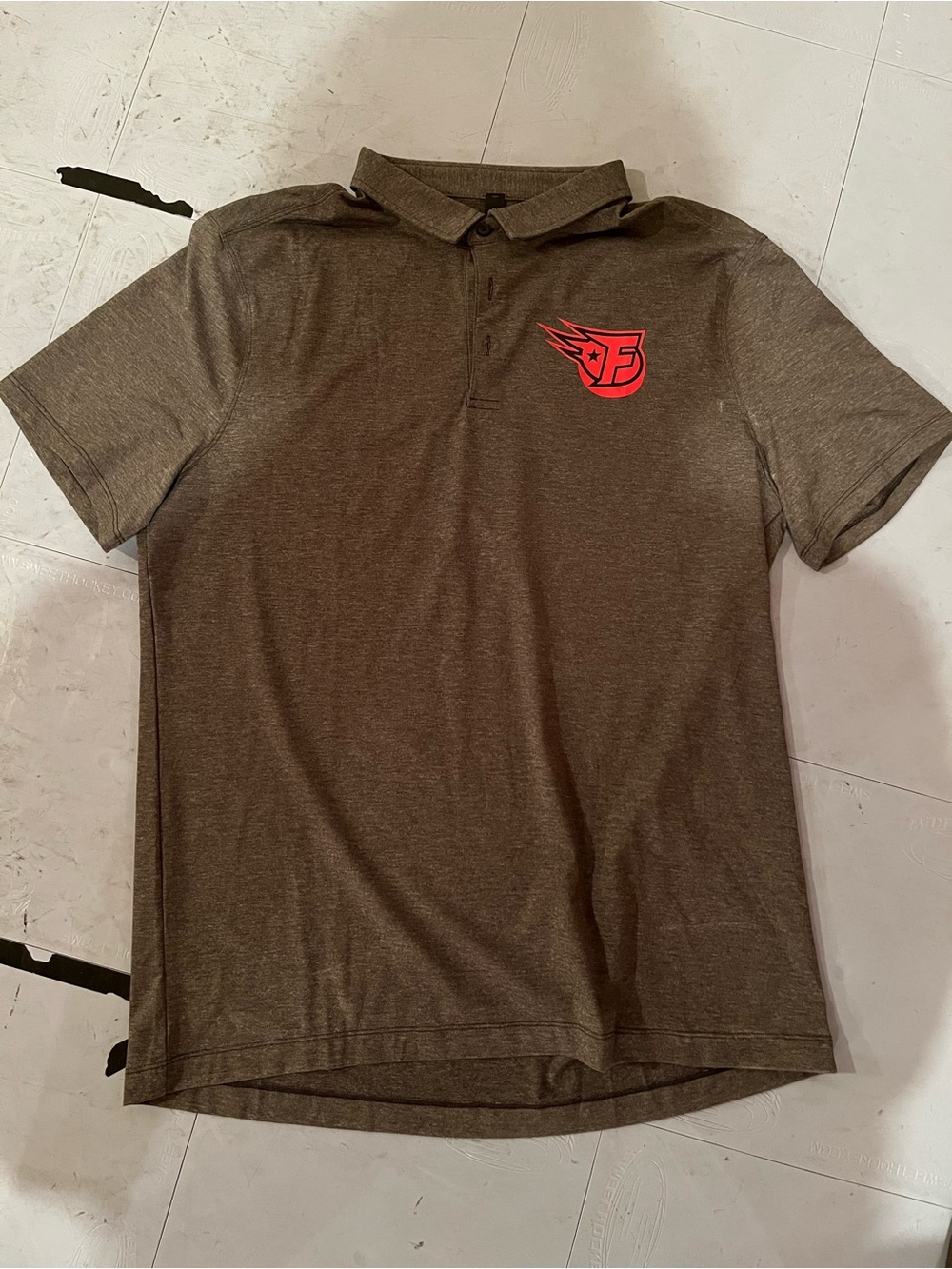 lululemon athletica Charcoal Heather Polo with Red Chest Emblem